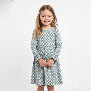 Mini Boden Girl’s Long Sleeve Tiered Ruffle Floral Classic Cotton Dress 6-7